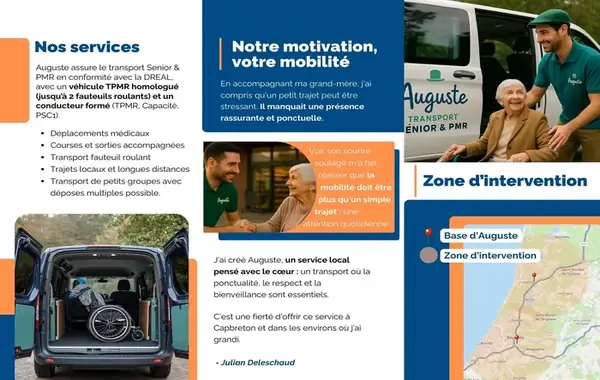 Dépliant particuliers transport senior PMR Landes Auguste Transport